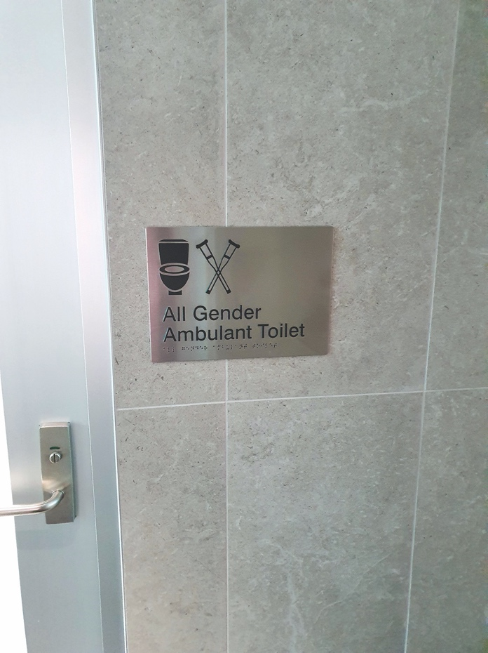 Entrance to all-gender toilets at TASCAT