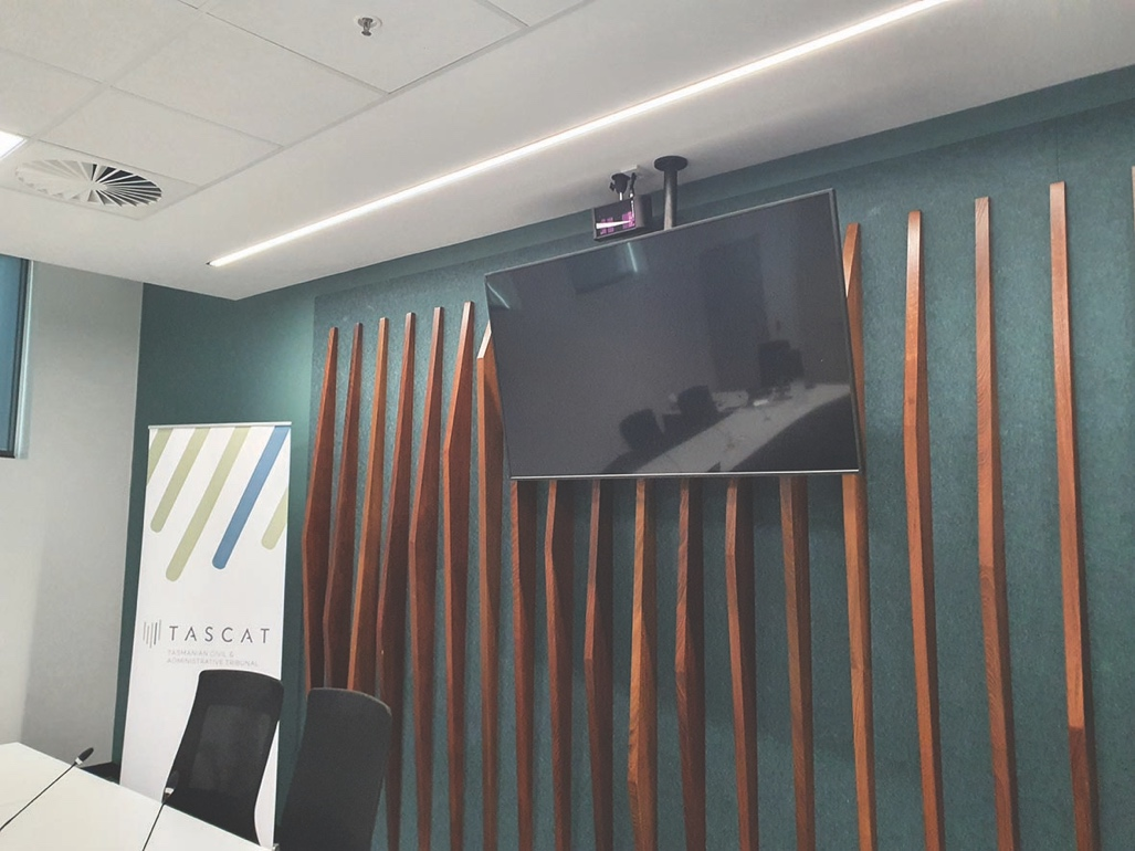 TASCAT hearing room showing the infrared hearing loop